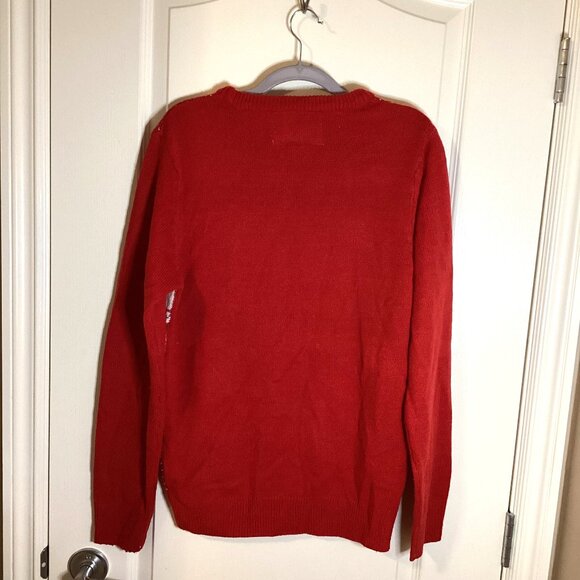 Men's 100% Acrylic Red Christmas Knit Sweater Reindeer's Festive Size S/P - Picture 6 of 9